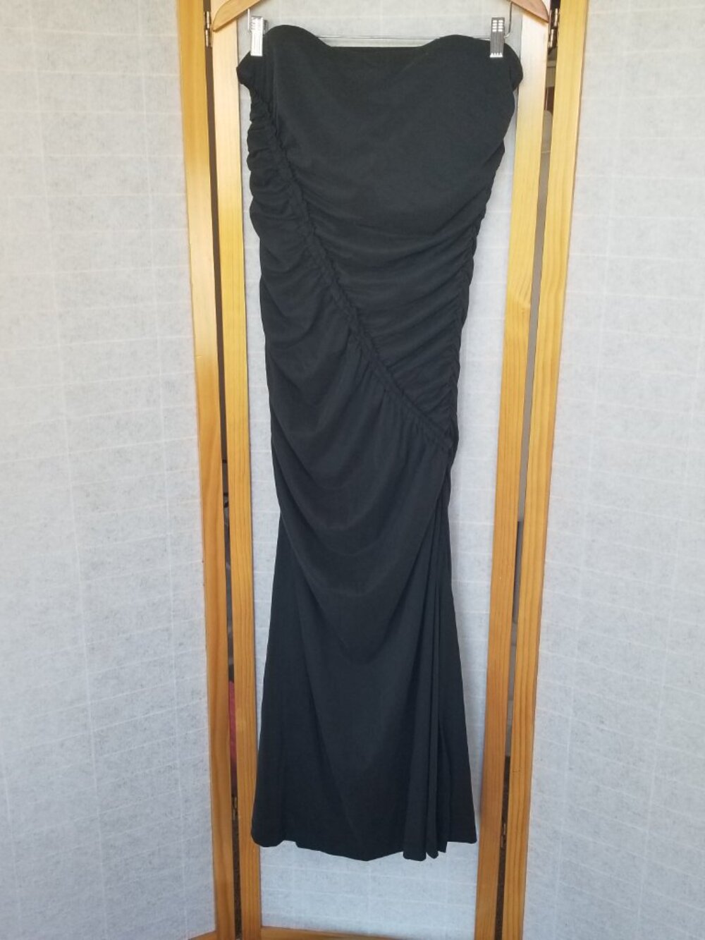 NEW Anthropologie Black Strapless Maxi Dress Fitted Sandwashed Body Con NWT